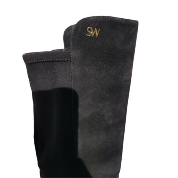 Stuart Weitzman Black Suede Over The Knee Boots w/Logo size Womens 7.5 in Keelan - Picture 9 of 12